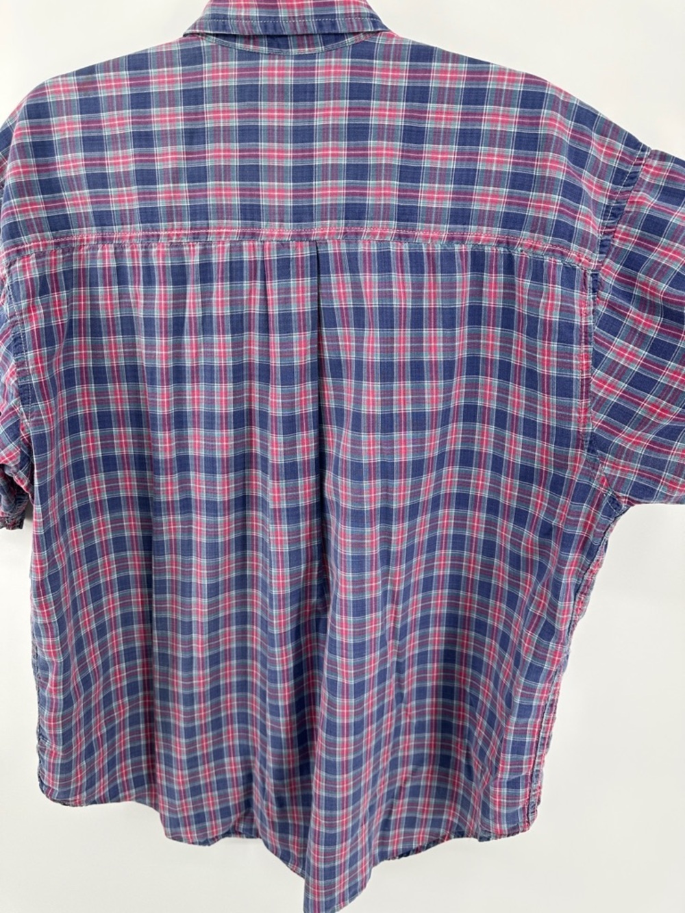 World Island VTG 90s Preppy Dadcore Workwear Grunge Plaid Blue&Pink Shirt SzXL - Picture 9 of 11